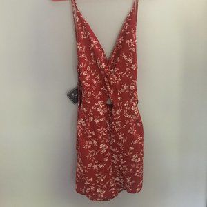 RED ROMPER, TIE BACK, KEYHOLE IN FRONT, STRAPLESS